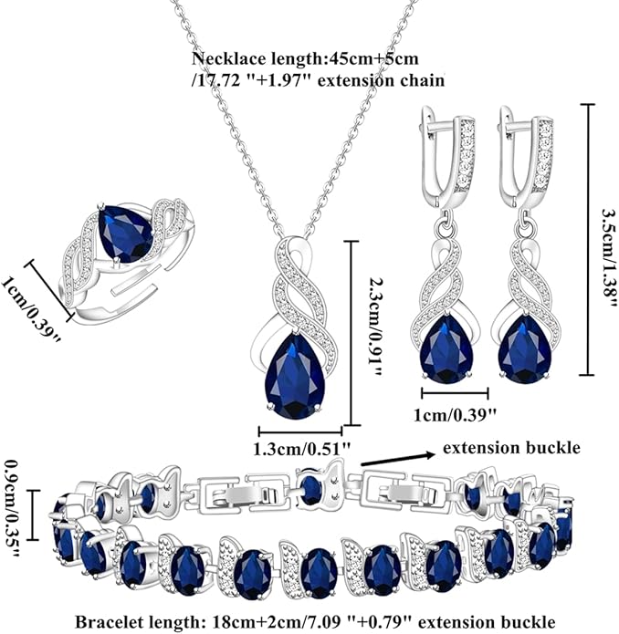 ZCGJWE Wedding Jewelry Set for Women Gem Necklace Earrings Bracelet Luxury Jewelry Set Birthday Valentine's Day Mother's Day Christmas Prom Jewelry Gift