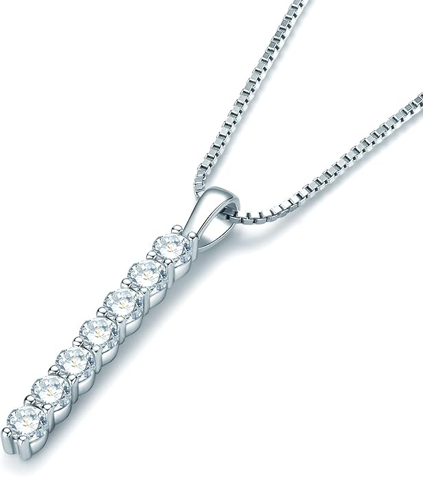 AINUOSHI Lab Created Moissanite Bar Necklace 0.56 cttw Imitation Diamond Alternative Necklace for Women S925 Sterling Silver Y Necklace Simple Fashion Jewelry Gifts for Women