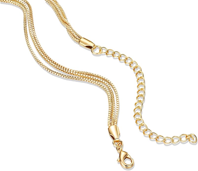 PAVOI 14K Gold Plated Dainty Layering Necklaces for Women | Snake Chain, Curb Link, Paperclip Layered Chains | Trendy Layering Necklace