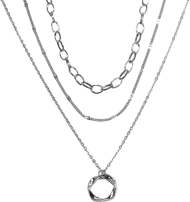 Gold Necklaces for Women Trendy Layered Circle Paperclip Pendant Choker Jewelry