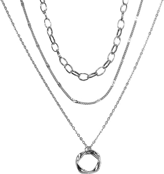 Gold Necklaces for Women Trendy Layered Circle Paperclip Pendant Choker Jewelry