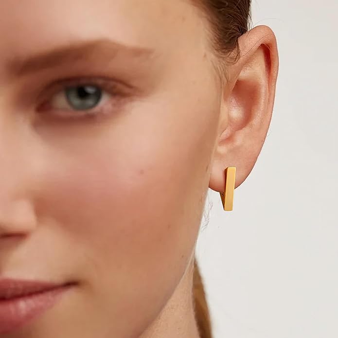 Gacimy Gold Huggie Hoop Earrings for Women 14k Gold Plated, Small Hoop Earrings for Women, 1/2 Inch Yellow Color Earrings for Women