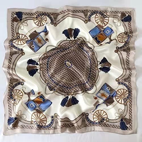 ANDANTINO 100% Mulberry Silk Square Scarf for Hair-25.6" X25.6'' Women Men Natural Silk Neckerchief Digital Printed Headscarf