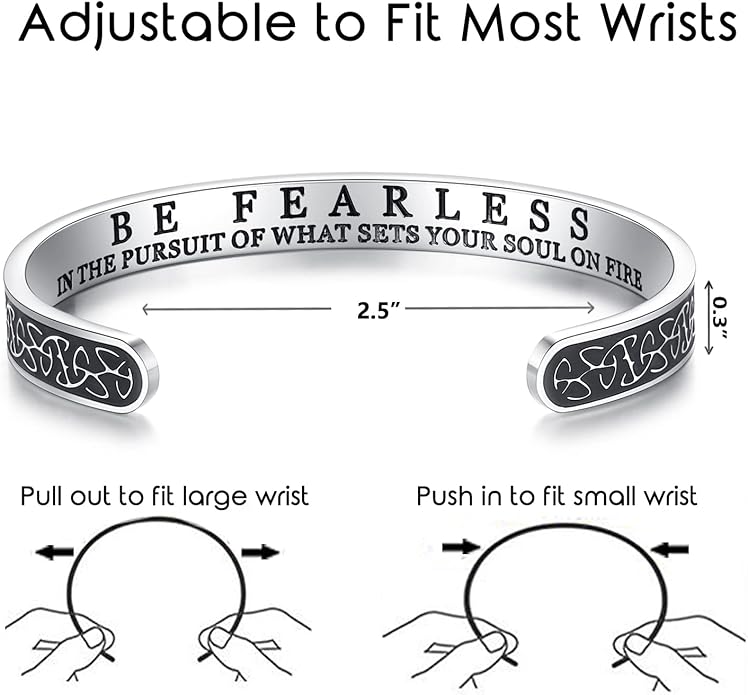 TONY & SANDY Inspirational Bracelets for Women Teen Girls Personalized Gifts for Daughter Granddaughter Mom Sister Friends Stainless Steel Engraved Cuff Birthday Easter Christmas