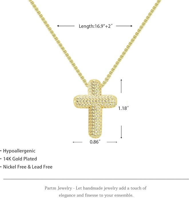 Partm Gold Cross Necklace for Women 14K Plated Dainty Pendant Cross Chain Faith Crucifix Choker Baptism Necklace for Women Trendy Religious Jewelry Hypoallergenic