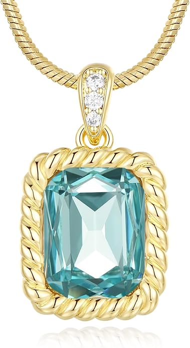 Valentine's Day Gifts for Her-18K Gold Plated Dainty Square Crystal Birthstone Necklace,Gold Jewelry for Women,Anniversary Birthday Gifts for Women Her Wife Girlfriend Mom Womens Necklace Jewelry