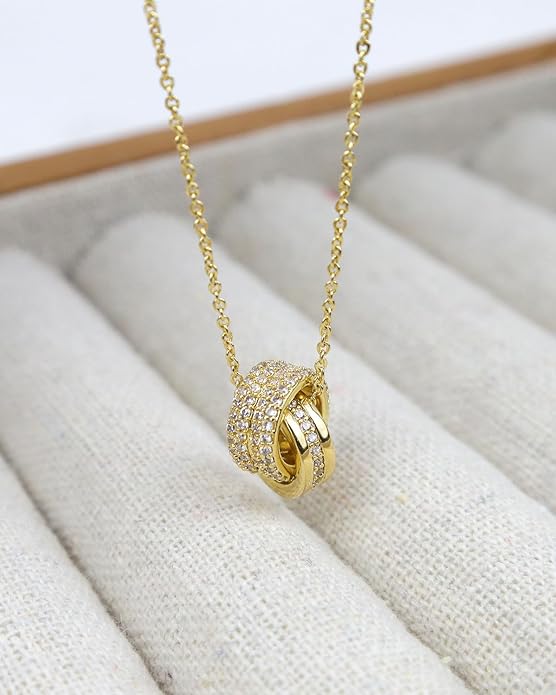 JA.S.JR 14K Gold Plated CZ Minimalist Dainty Pendant Necklace | Gold Necklace for Women | Daily Wear Gold Jewelry