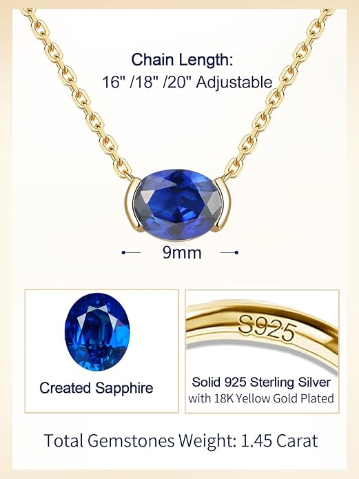 CYW Moissanite/Ruby/Sapphire/Emerald Dainty Pendant Necklace for Women, Novelty Design, Really Authentic Solid 925 Sterling Silver, 16"/18"/20" Adjustable, Birthday Anniversary Valentines Gift