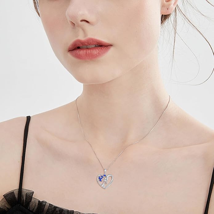 STARCHENIE Giraffe Necklace 925 Sterling Silver Heart Pendant Animal Jewelry for Women