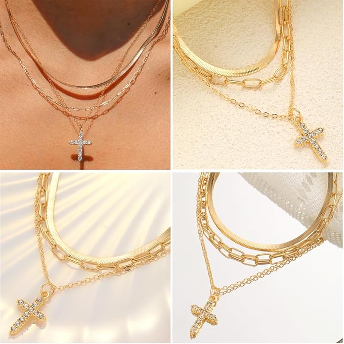IFNODO 57pcs Gold Jewelry Set With 3 PCS Necklace, 12 PCS Bracelet,20pcs Hoop Stud Earrings,22pcs rings set For Women For Birthday Gifts