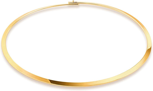 Aobei Pearl 18K Gold Plated Cuff Choker Necklace for Women Chunky Wire Chain Collar Jewelry