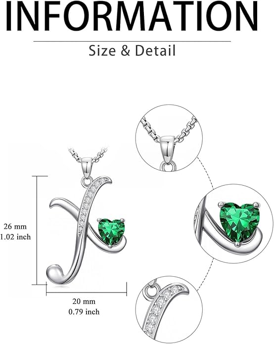 Christmas Gifts for Women Alphabet A to Z Initial Birthstone Pendant Necklaces for Women - 18k White Gold Plated Personalized Name Jewelry Valentine Mothers Day Birthday Gifts for Women Her Girlfriend