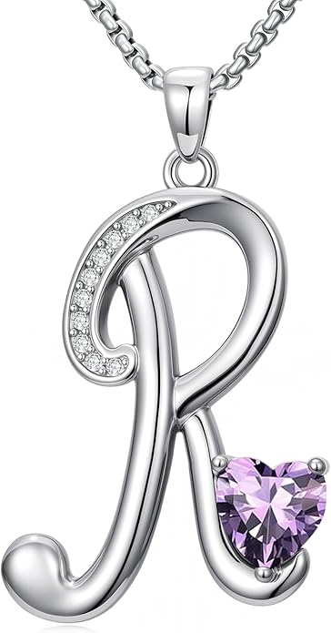 Christmas Gifts for Women Alphabet A to Z Initial Birthstone Pendant Necklaces for Women - 18k White Gold Plated Personalized Name Jewelry Valentine Mothers Day Birthday Gifts for Women Her Girlfriend