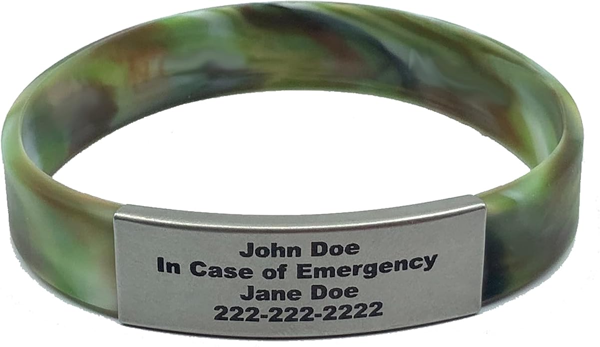 Personalized Medical Alert Bracelet for Men & Women – Custom Engraved Waterproof Silicone Wristband with Stainless Steel ID Plate – Medical ID Bracelet for Allergies, Conditions, ICE Info & Emergency Card