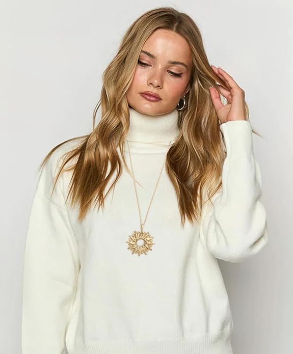CANEVINKA 18K Gold Plated Pendant Long Chain Necklace Sweater Necklace Fashion Jewelry for Women