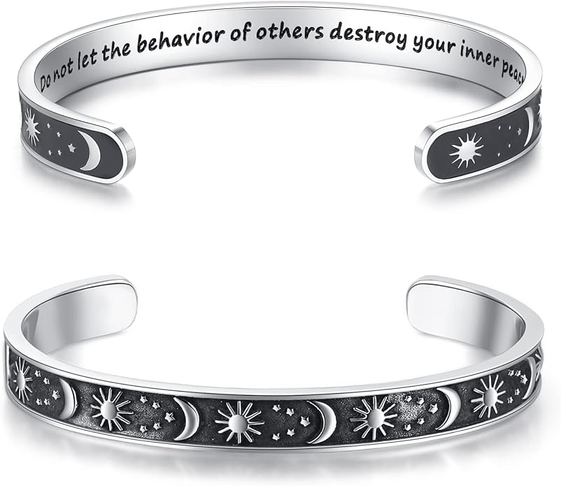 TONY & SANDY Inspirational Bracelets for Women Teen Girls Personalized Gifts for Daughter Granddaughter Mom Sister Friends Stainless Steel Engraved Cuff Birthday Easter Christmas