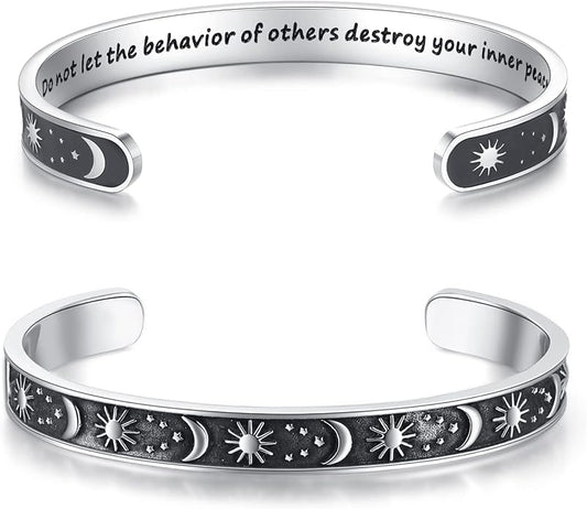 TONY & SANDY Inspirational Bracelets for Women Teen Girls Personalized Gifts for Daughter Granddaughter Mom Sister Friends Stainless Steel Engraved Cuff Birthday Easter Christmas