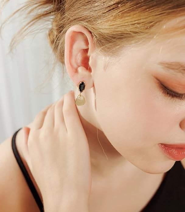 OZEL – Crystal Earrings for Women Dangle – 14K Gold Plated Lightweight Daily Fashion Earrings