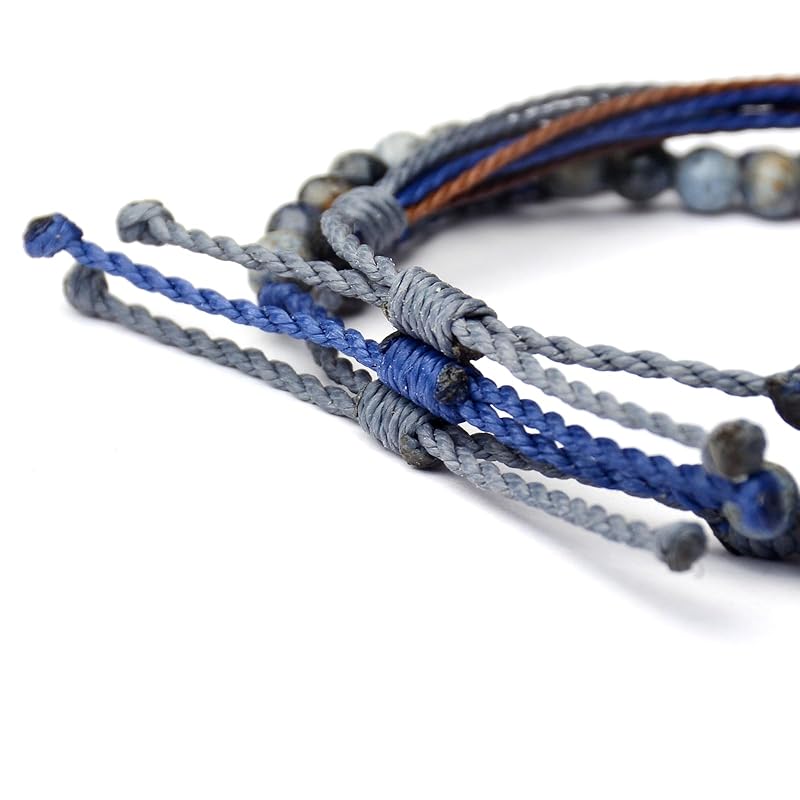 Mezcla Vida Handmade Natural Stone Beaded Healing Bracelet Gift for Men Adjustable Rope String Bracelet (Dumortierite, Adjustable)