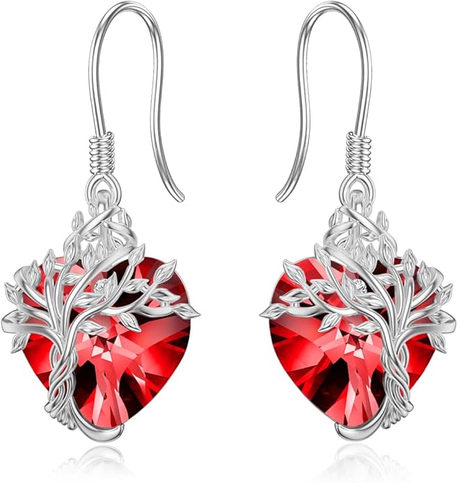 TOUPOP Tree of Life Earrings 925 Sterling Silver Family Tree Dangle Drop Earrings Crystal Jewelry Birthday Christmas Gifts for Women Her