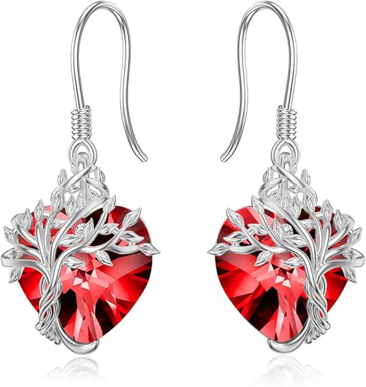 TOUPOP Tree of Life Earrings 925 Sterling Silver Family Tree Dangle Drop Earrings Crystal Jewelry Birthday Christmas Gifts for Women Her