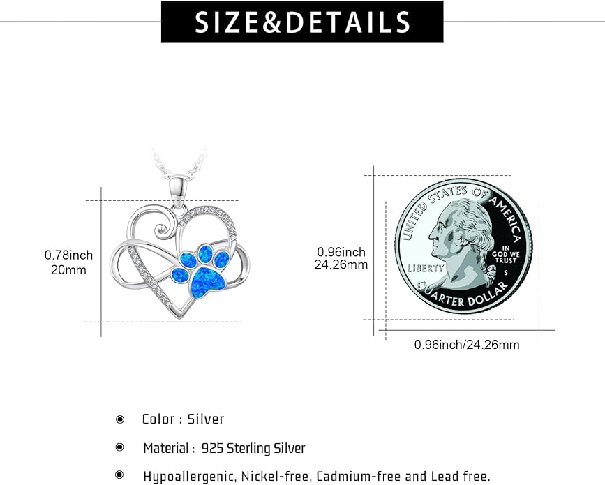 Dog Cat Necklace Pendant 925 Sterling Silver Pet Jewelry Gifts for Women
