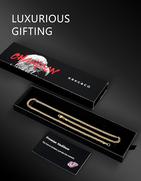 KRKC&CO Silver Cuban Link Chain for Men, Gift for Him Husband Dad, 925 Sterling / 24K Gold Plated and 316l Stainless Steel Base, 3/5mm Miami Necklace Jewelrys, Cadena de Plata