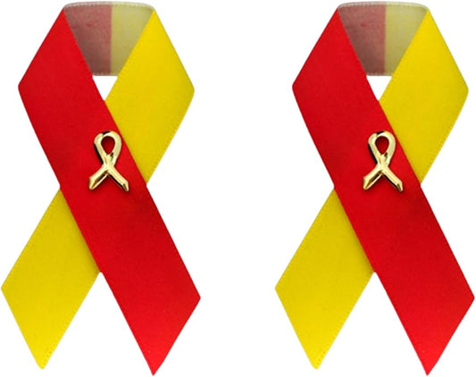 1/2/5/10/25/50/100pcs Satin Awareness Ribbon Pins (Pick your color), for Cancer & Disease Awareness, Bulk Quantities for Fundraising, Events, Gift Giving