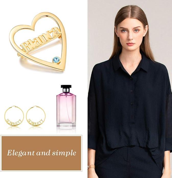 Albertband Name Brooch Pin Personalized Gifts for her Customized Name Brooch for Mother Women Fashion Pin Jewelry Christmas Gifts for mom