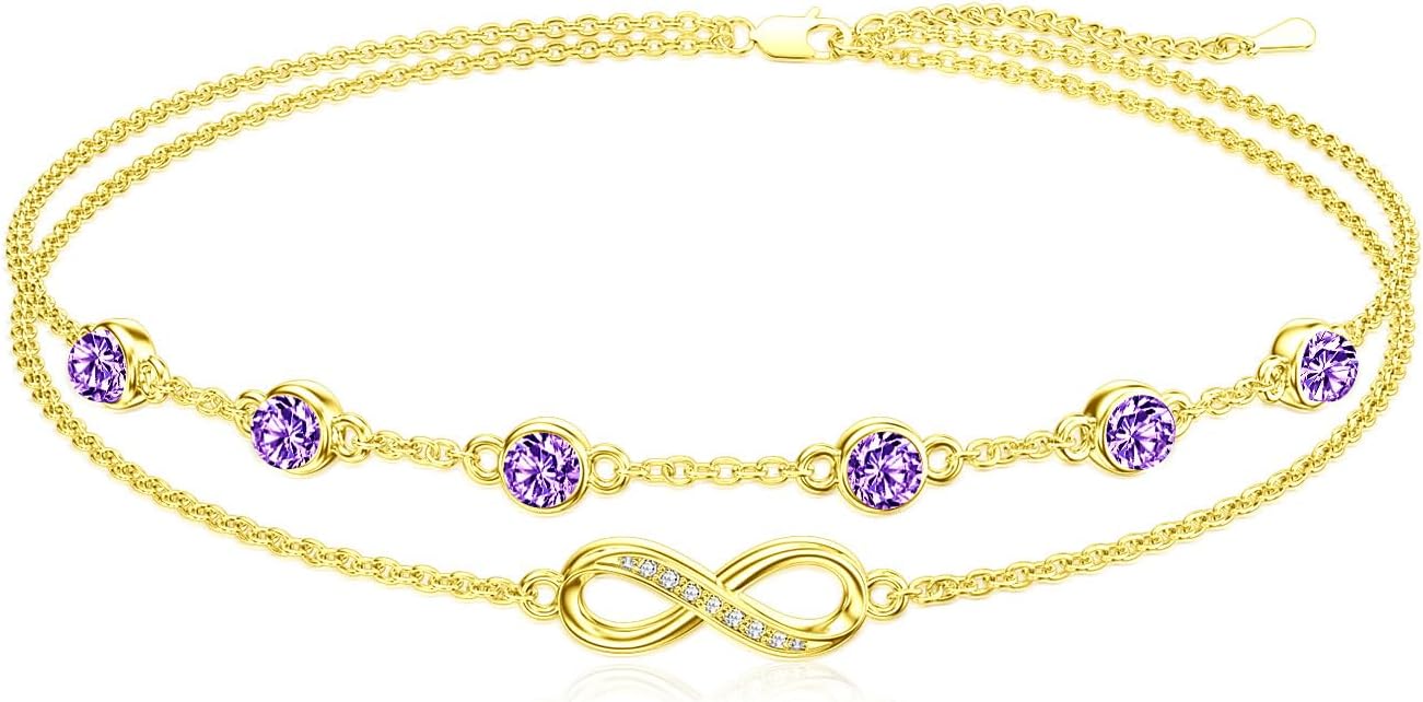 Dorunmo Anklet Bracelets For Women 925 Sterling Silver Birthstone/Infinity/Butterfly/Evil Eye/Turtle/Pineapple/Starfish/Heart Anklets Bracelets Jewelry Gifts for Women