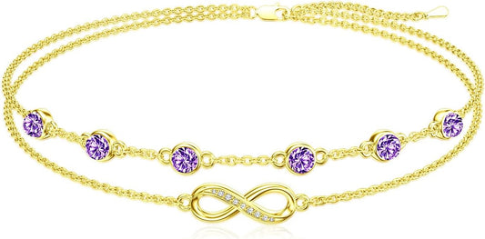Dorunmo Anklet Bracelets For Women 925 Sterling Silver Birthstone/Infinity/Butterfly/Evil Eye/Turtle/Pineapple/Starfish/Heart Anklets Bracelets Jewelry Gifts for Women