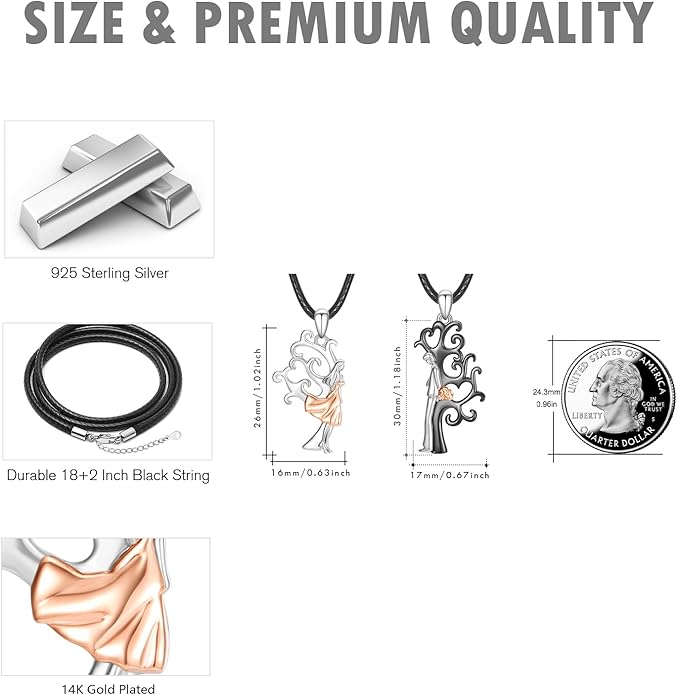OHAYOO Dragon Phoenix Matching Necklace for Couples 925 Sterling Silver Yin Yang Pendant Necklaces for Couples Jewelry for Him and Her