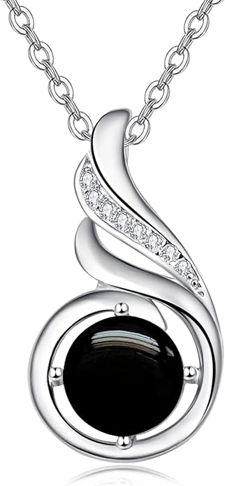 TANGPOET Birthstone Gemstone Necklaces for Women 925 Sterling Silver Dainty Pendant Jewelry Valentines Mothers Day Christmas Birthday Gifts for Mom Girlfriend Wife Daughter