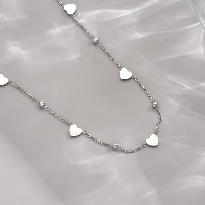 Gold Chain Necklace for Women 18K Gold Plated Stainless Steel Necklace Dainty Star Cross Heart Choker Chains Simple Delicate Minimalist Trendy Jewelry