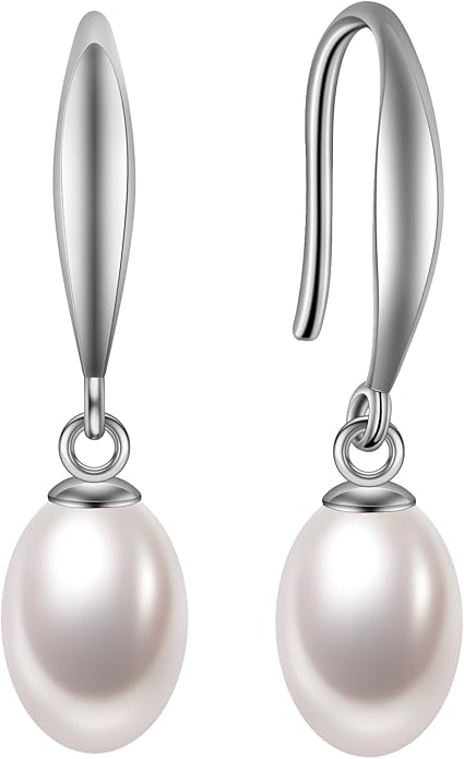 Freshwater Pearl Necklaces Set for Women Includes White Silver Pearl Bracelet and Pearl Diamond Stud Earrings Jewelry Set for Women Men Mother Wife Girlfriend Birthday Wedding Christmas Gifts