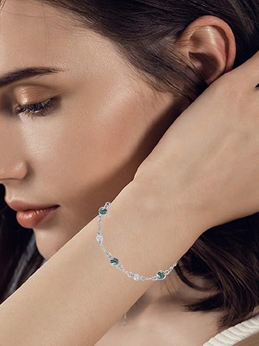 Anklet Bracelet for Women 925 Sterling Silver Natural Stone Chain Ankle Bracelet Beach Summer Fine Jewelry Birthday Christmas Gifts for Women Her Mom