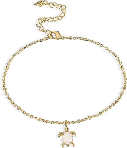 Lit Wall Gold Anklets for Women 18K Gold Plated Adjustable Summer Simple Foot Jewelry Ankle Bracelet for Women