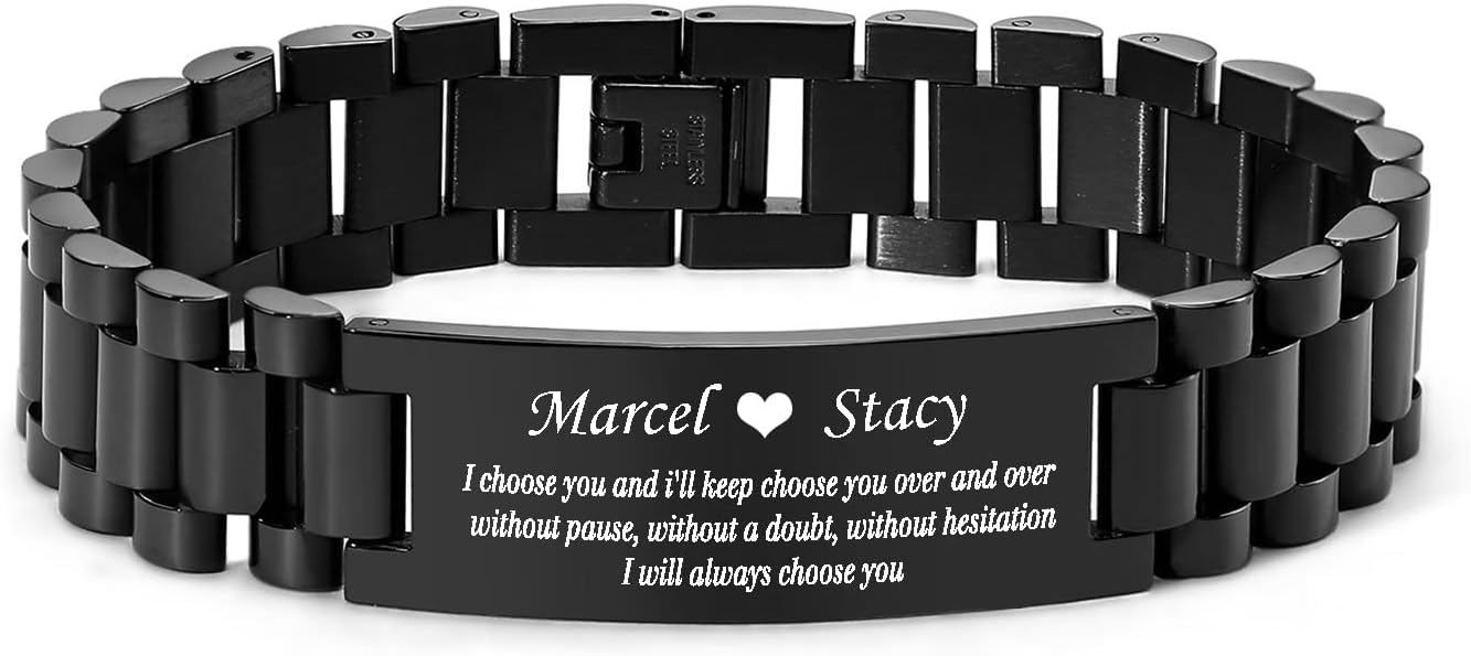 VNOX Masculine Watch Band Stainless Steel Link Bracelet Personalized Jewelry Gift for Men DAD Father Husband Boyfriend