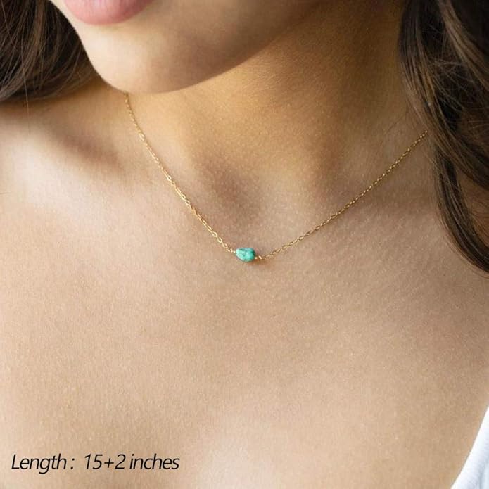 Turandoss Dainty Layered Choker Necklace, Handmade Y Pendant Necklace Multilayer Bar Disc Necklace Adjustable Layering Choker Necklaces for Women