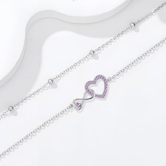 Anklet for Women 925 Sterling Silver Double Infinity Ankle Bracelet Waterproof Summer Jewelry Anniversary Birthday Gifts for Her