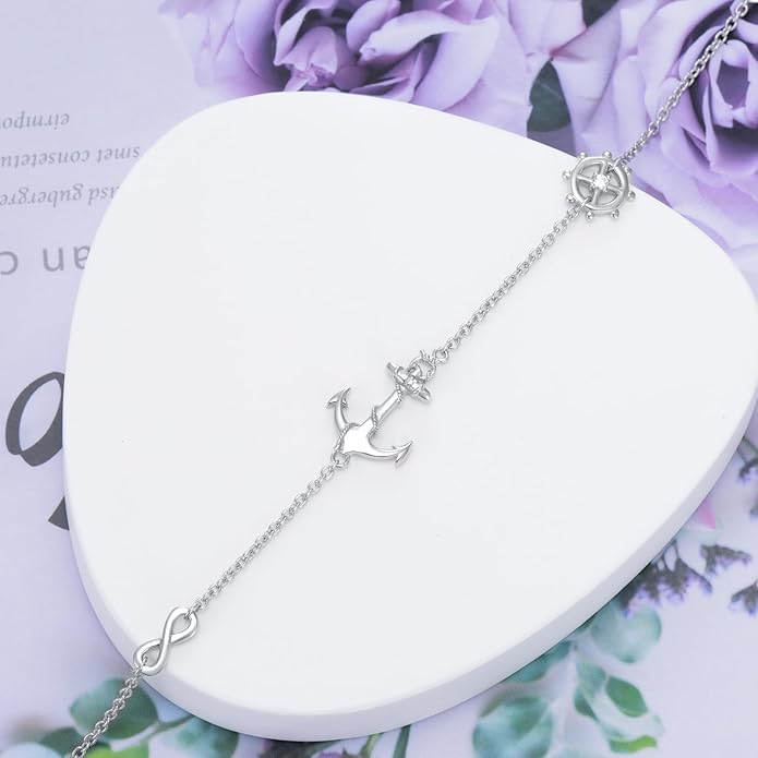 AOBOCO Mustard Seed Bracelet S925 Sterling Silver Mountain Cross Bracelets Christmas Christian Faith Jewelry Mothers Day Birthday Gifts for Mom