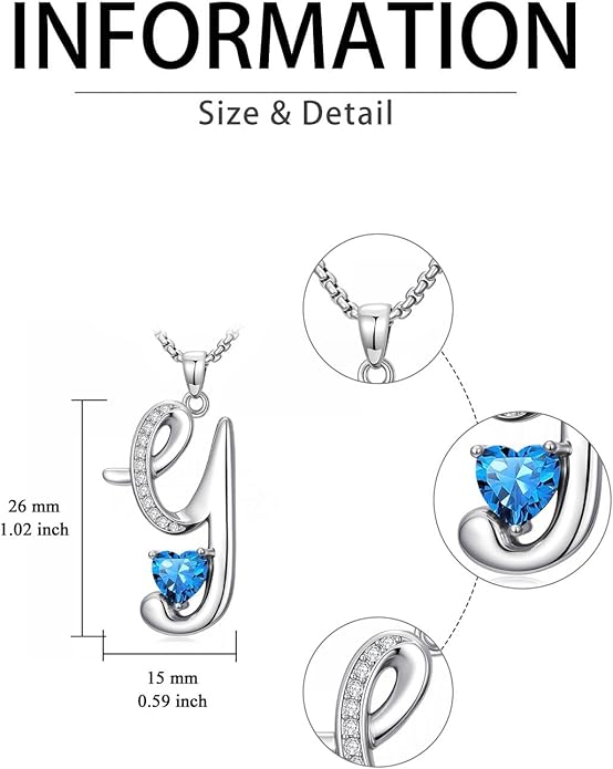 Christmas Gifts for Women Alphabet A to Z Initial Birthstone Pendant Necklaces for Women - 18k White Gold Plated Personalized Name Jewelry Valentine Mothers Day Birthday Gifts for Women Her Girlfriend