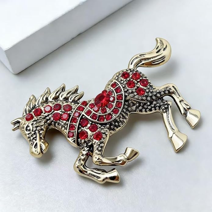 2026 New Year Of Horse Pin Brooch, Good Luck Chinese Zodiacs Horse Pins For Fashion Accessories Animal Lucky Charm Statue Feng Shui Gifts Jewelry For Women Men