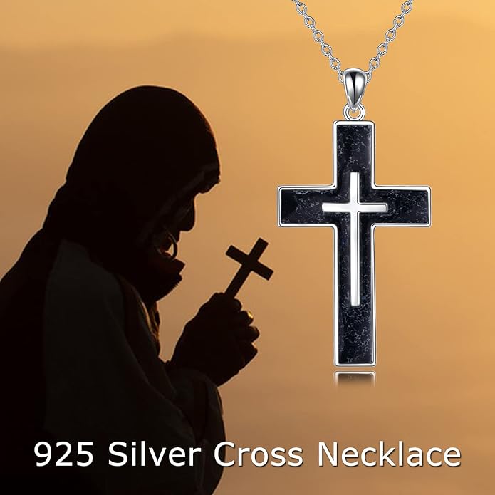 YFN Cross Necklace Sterling Silver Religious Cross Pendant Jewelry Christian Gifts for Women Men