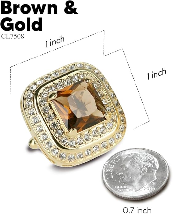 Vittorio Vico Square Colored Crystal Double Diamond Set Cufflinks