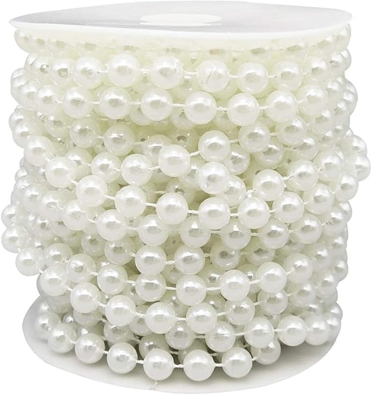 INSPIRELLE 8MM Ivory Faux Pearl Beads 10M Garland Pearl Bead Roll Strand for Wedding Party Decoration
