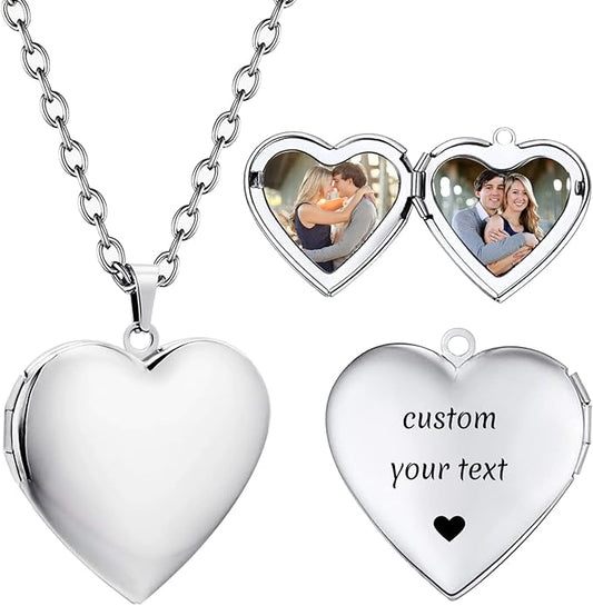 PHOCKSIN Personalized Locket Necklace for Women Photo Necklace with Customized Picture Birth Flower Birthstone New Years Gifts for Women