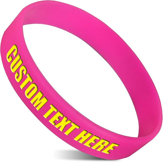 50 Custom Rubber Bracelets Personalized Silicone Wristbands Customized Bulk for Events, Support, Wedding, Awareness, Motivation Customizable