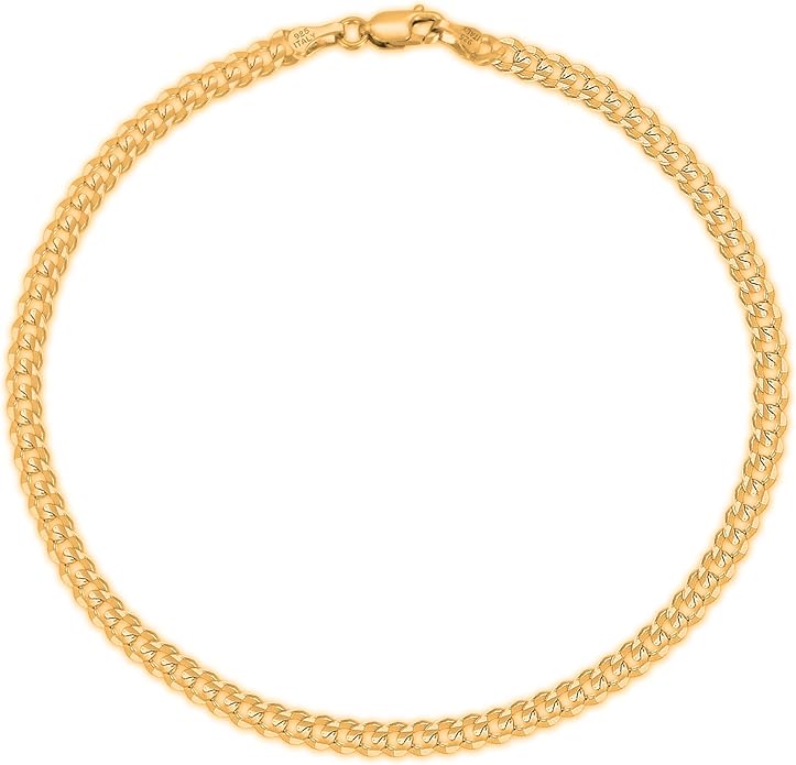 Savlano 925 Sterling Silver Chain Anklet Rope, Figaro, Mariner, Curb - 18K Gold Plated Chain Anklet Available in 9, 10 and 11 - Inches for Women Comes with a Gift Box - Made in Italy