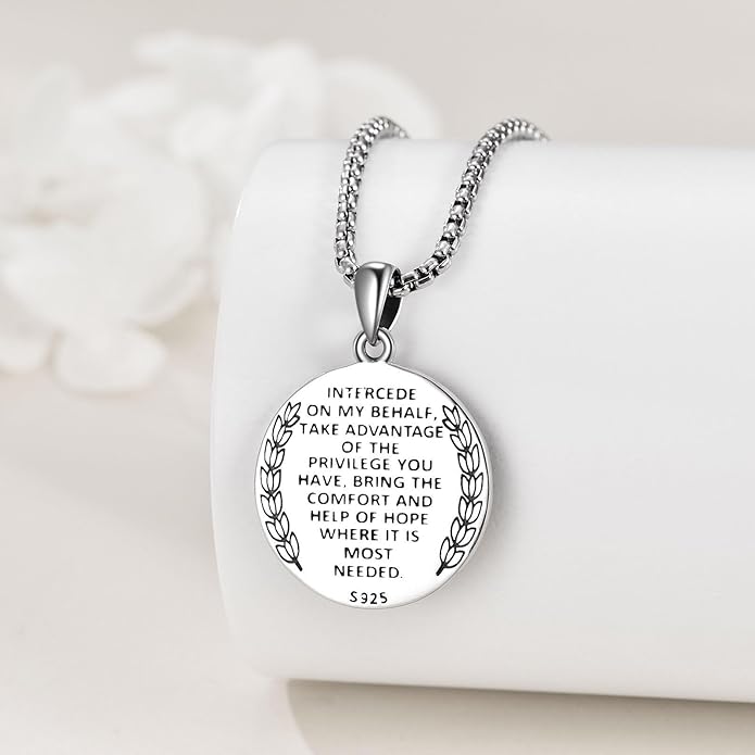 YFN Patron Saint Necklace Sterling Silver Amulet Medal Pendant Religious Protector Jewelry Gifts for Women Men